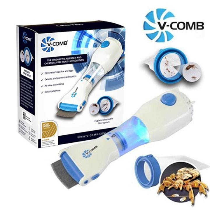 V-Comb Electronic Head Lice Removal Machine – Safe & Effective Anti-Lice Device with 4 Replaceable Filters