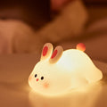 LED Rabbit Silicone Night Light USB Rechargeable Baby Bedroom Bunny Night Lamp Touch Sensor Light